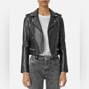 Maje Basalt lambskin biker leather jacket 36